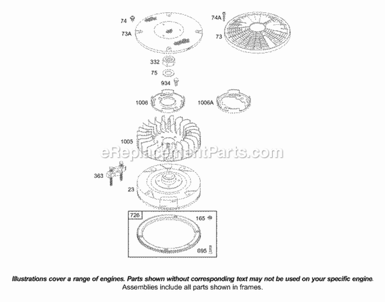 Flywheel Diagram and Parts List for 42B707-2265-E1  Briggs and Stratton Engine